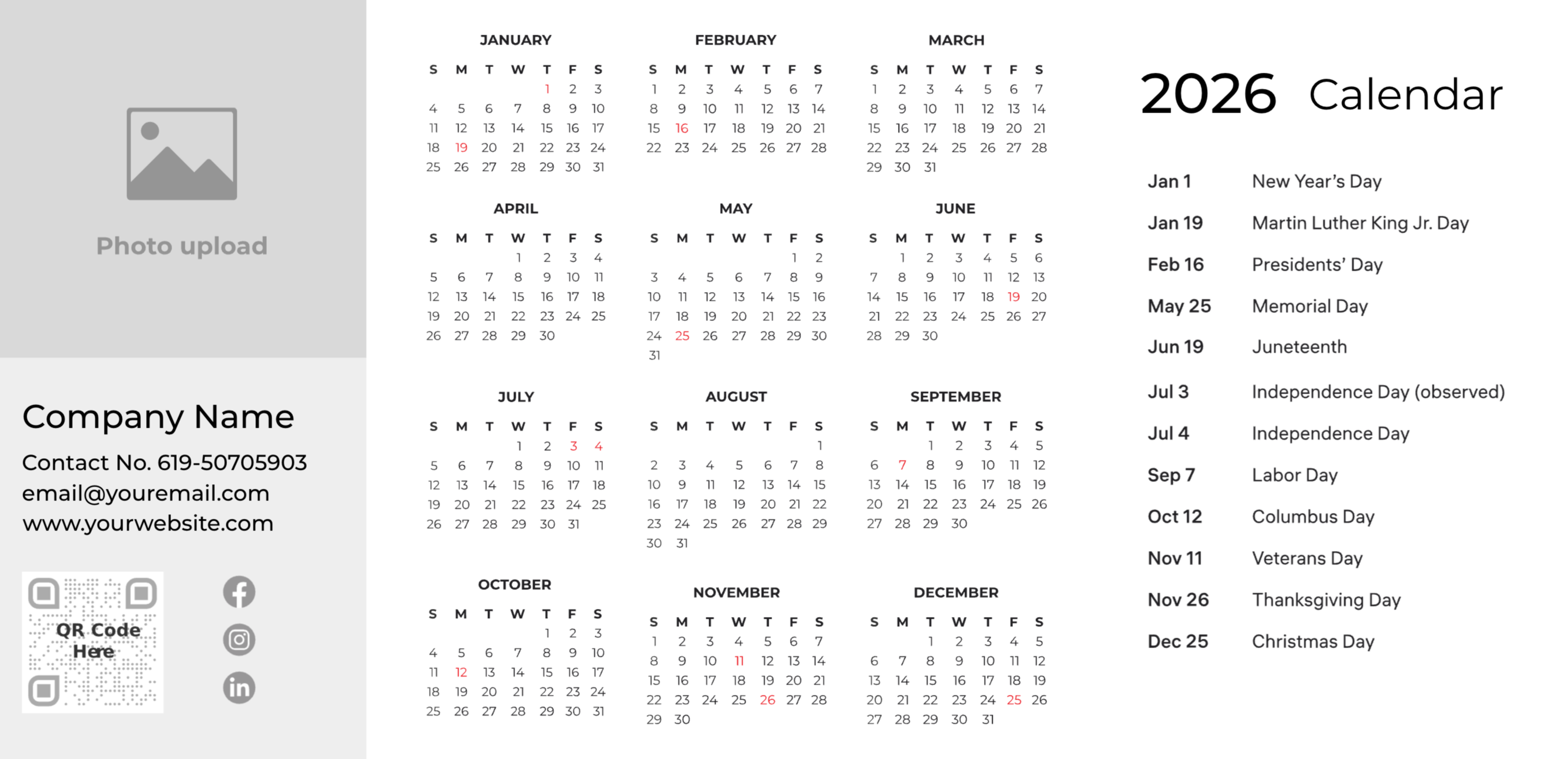 Calendar Design Template