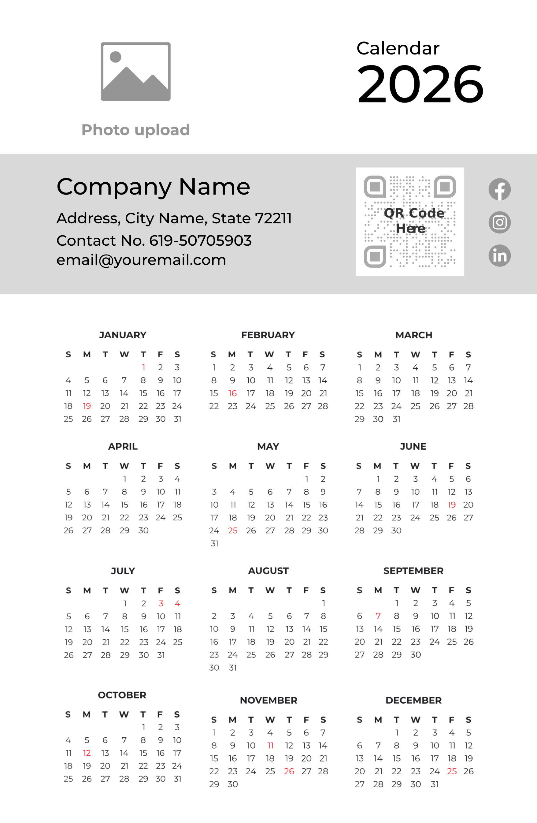 Calendar Design Template